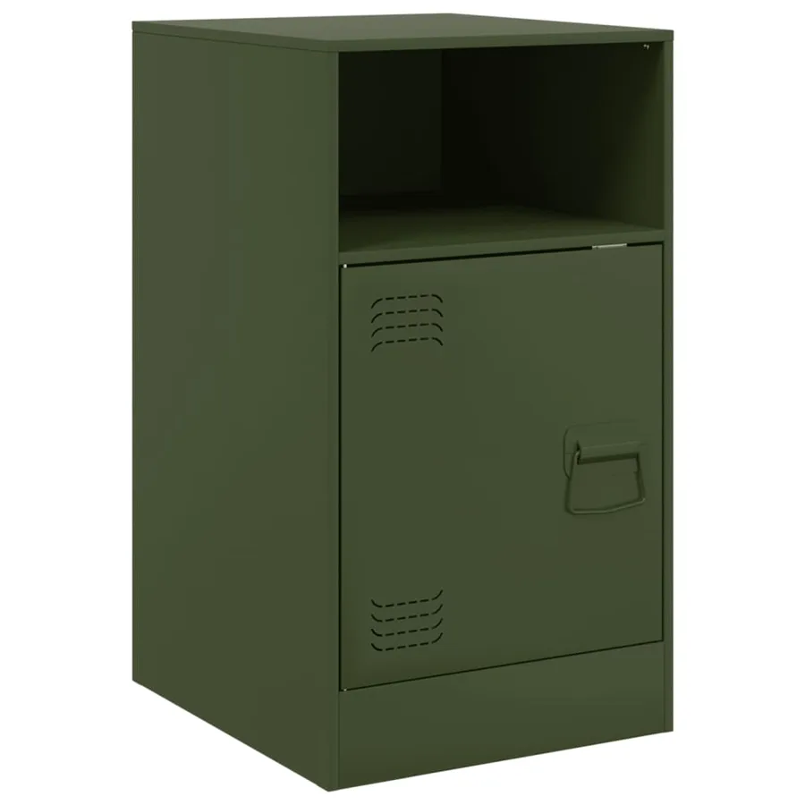 Tables de chevet 2 pcs vert olive 34,5x39x62 cm acier - 7