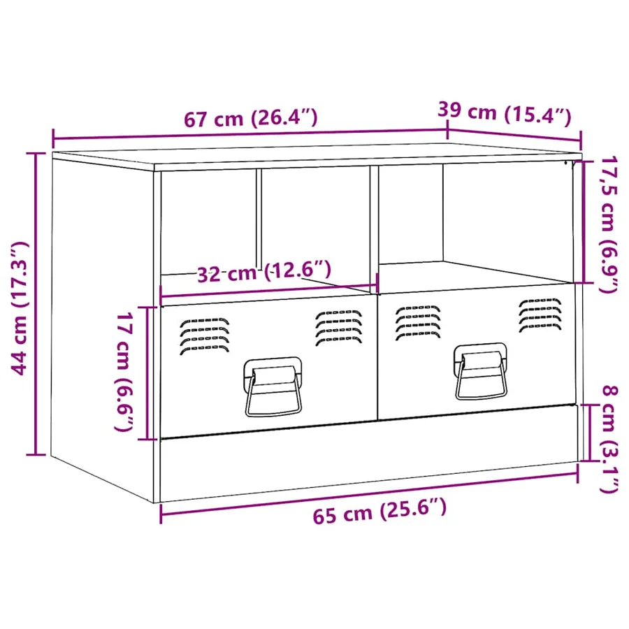 Meuble TV vert olive 67x39x44 cm acier - 12
