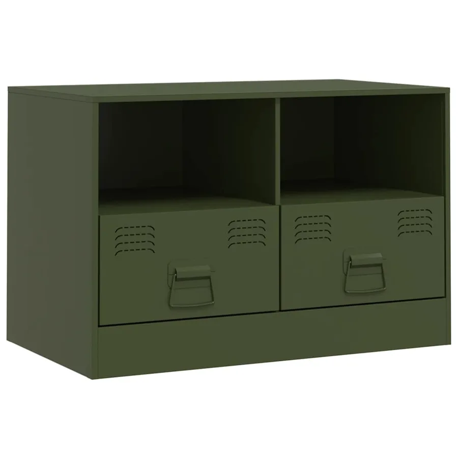 Meuble TV vert olive 67x39x44 cm acier - 2