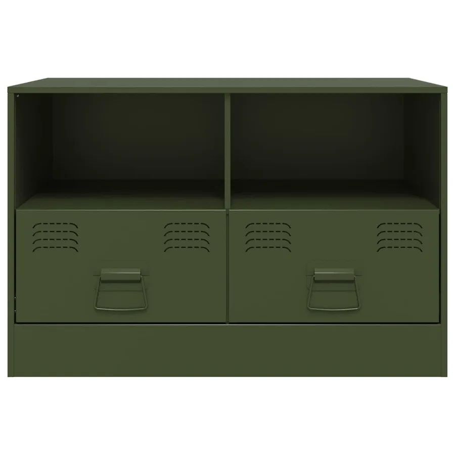 Meuble TV vert olive 67x39x44 cm acier - 6