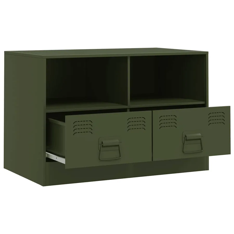 Meuble TV vert olive 67x39x44 cm acier - 7