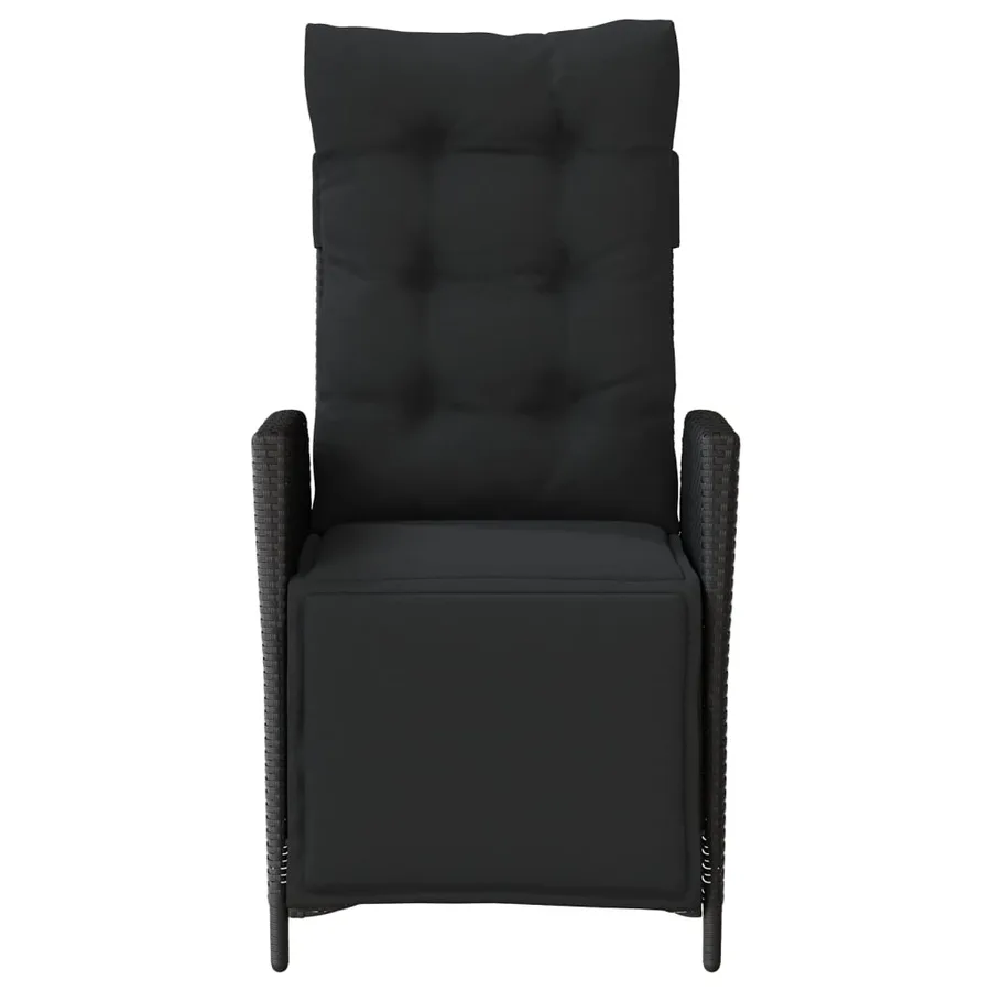 Chaises inclinables de jardin lot de 2 repose-pied noir rotin - 5