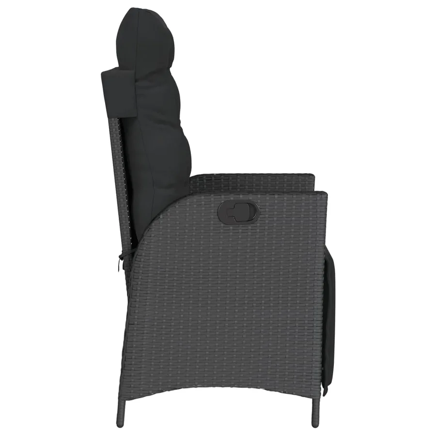 Chaises inclinables de jardin lot de 2 repose-pied noir rotin - 6