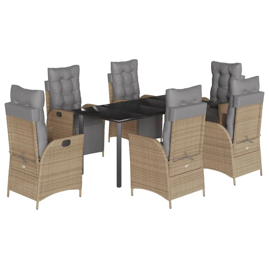 Ensemble à manger de jardin coussins 7 pcs mélange beige rotin - 2