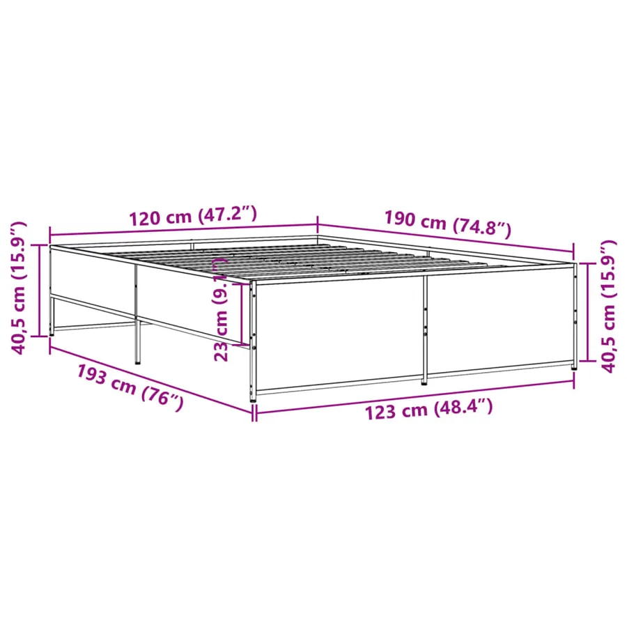 Cadre de lit sans matelas chêne sonoma 120x190 cm - 9