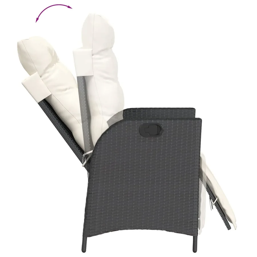 Ensemble à manger de jardin avec coussins 3 pcs Noir - 5