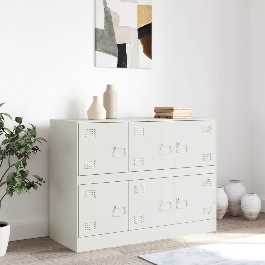 Buffet blanc 99x39x73 cm acier - 3