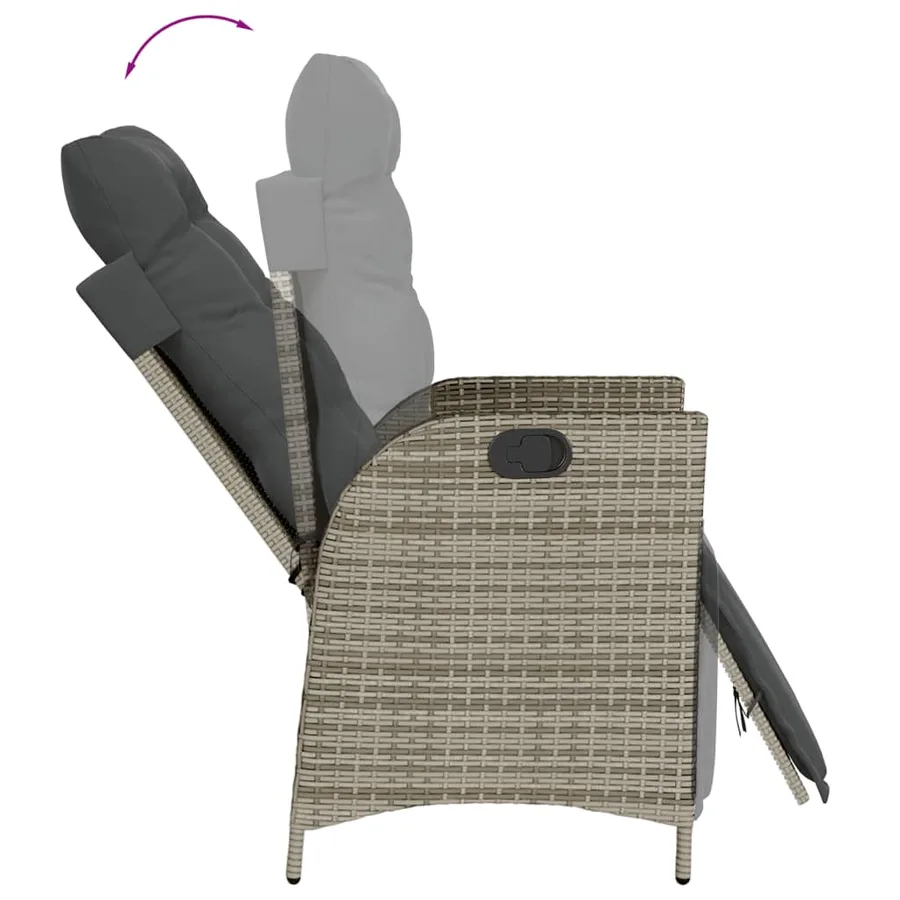 Ensemble à manger de jardin et coussins 7 pcs gris rotin - 6