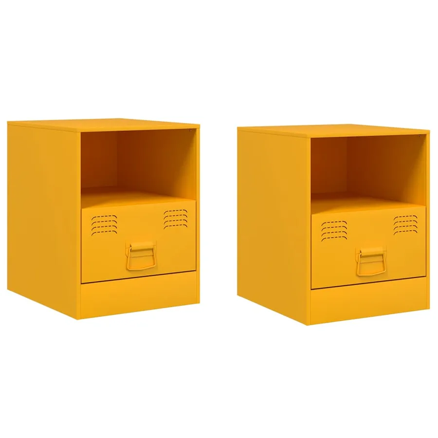 Tables de chevet 2 pcs jaune moutarde 34,5x39x44 cm acier - 2