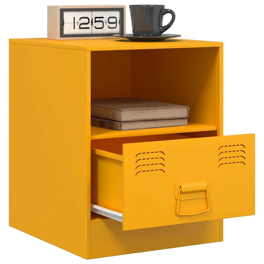 Tables de chevet 2 pcs jaune moutarde 34,5x39x44 cm acier - 4
