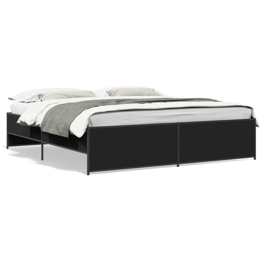 Cadre de lit sans matelas noir 200x200 cm - 2