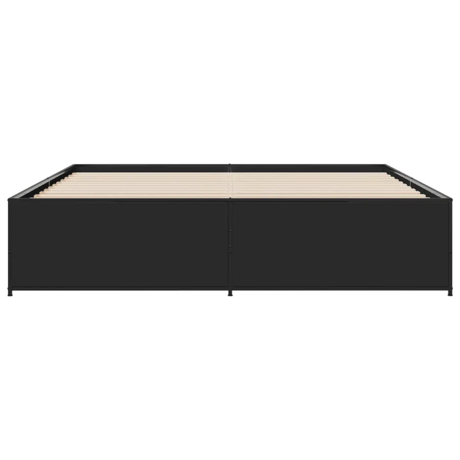 Cadre de lit sans matelas noir 200x200 cm - 4