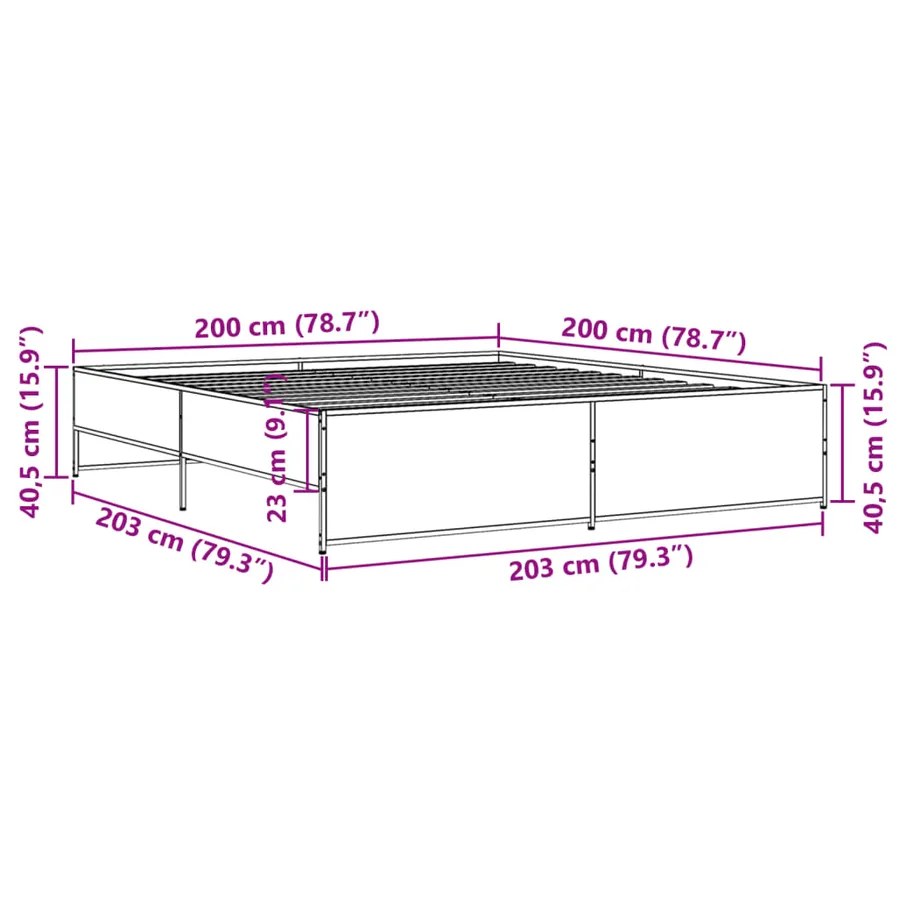 Cadre de lit sans matelas noir 200x200 cm - 9