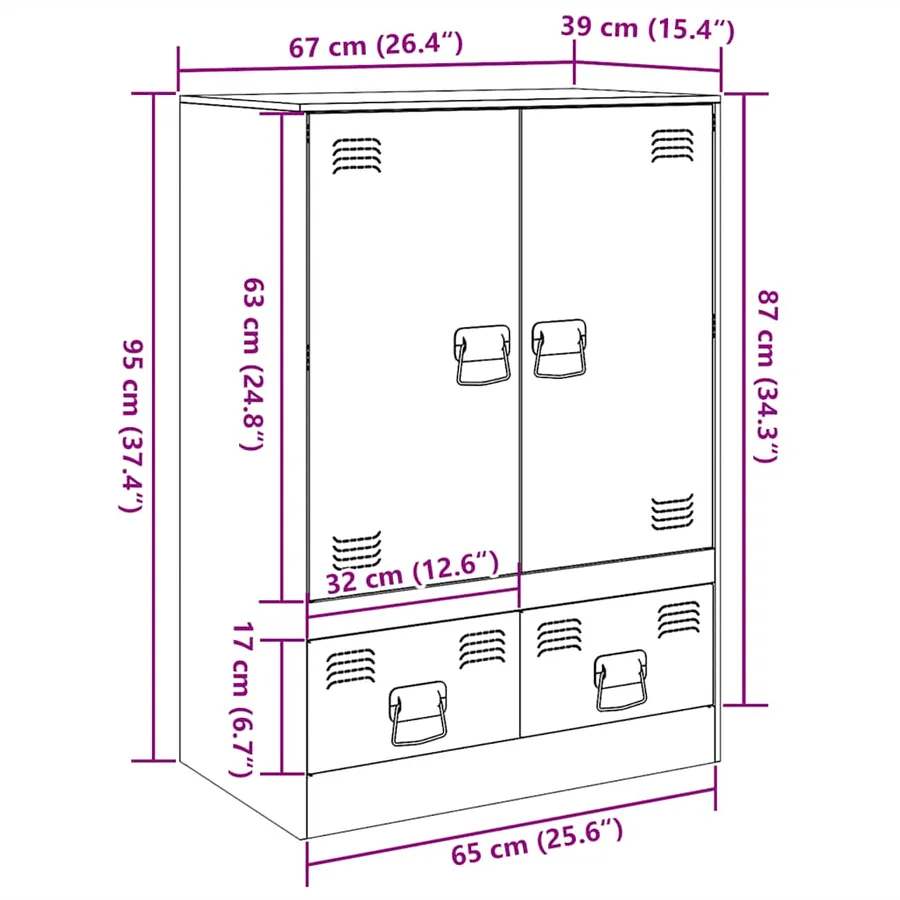 Buffet jaune moutarde 67x39x95 cm acier - 14