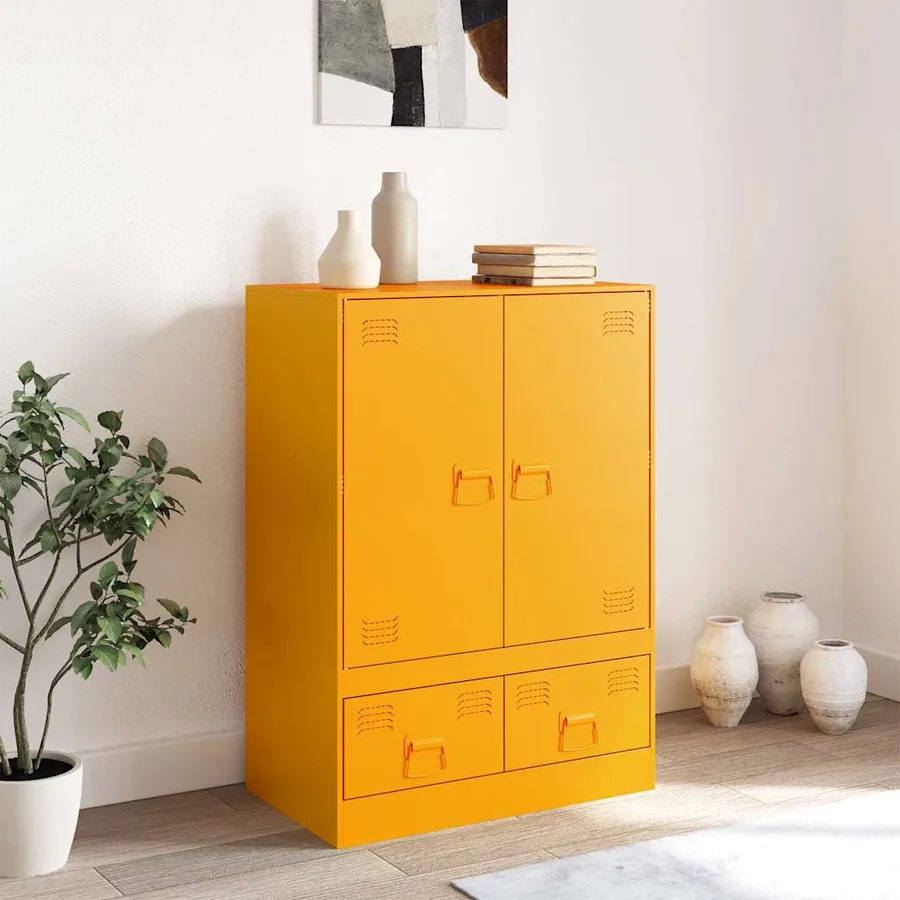 Buffet jaune moutarde 67x39x95 cm acier - 3