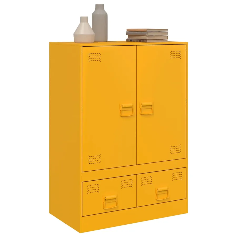 Buffet jaune moutarde 67x39x95 cm acier - 4