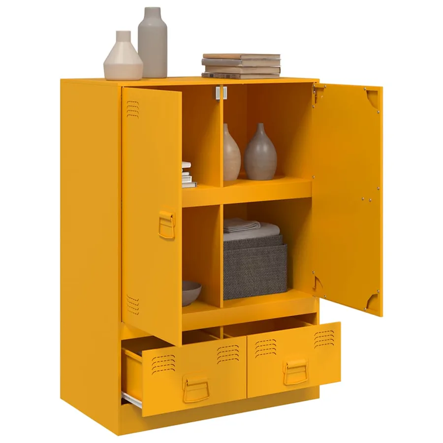 Buffet jaune moutarde 67x39x95 cm acier - 5