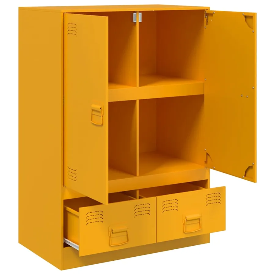 Buffet jaune moutarde 67x39x95 cm acier - 7