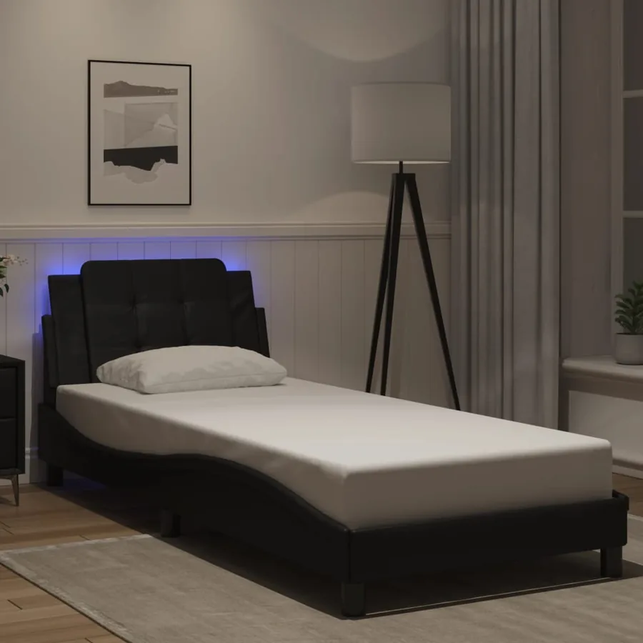 Cadre de lit avec LED sans matelas Zadar noir 90x200 cm