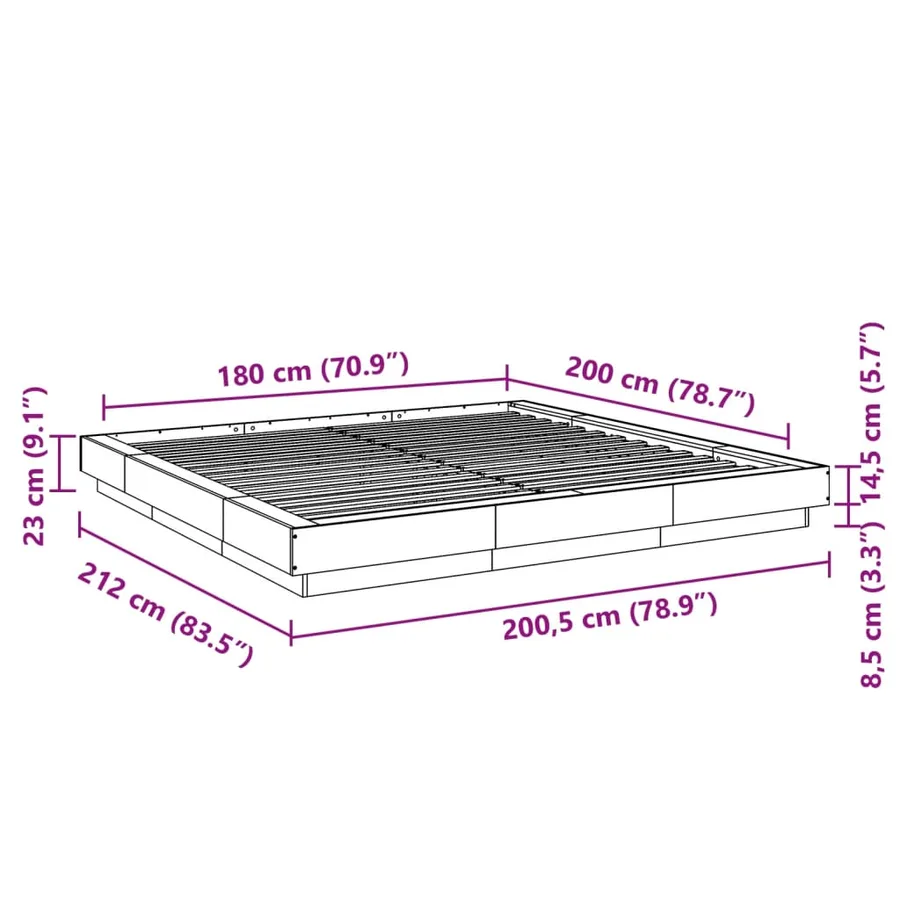 Cadre de lit sans matelas blanc 180x200 cm - 10