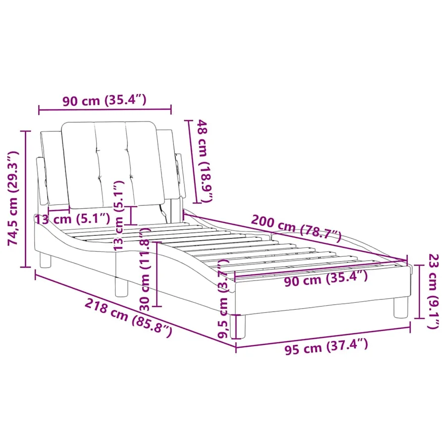 Cadre de lit sans matelas Zadar marron 90x200 cm similicuir - 12