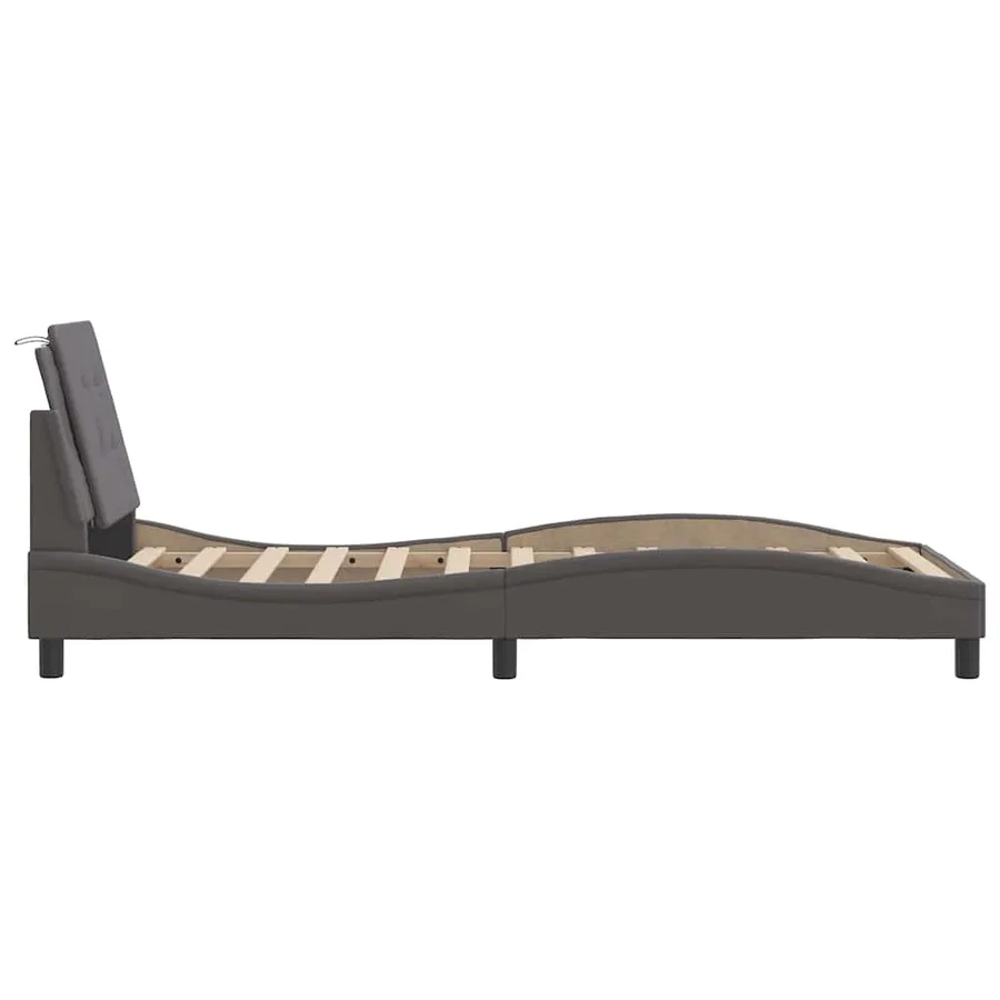 Cadre de lit sans matelas Zadar gris 100x200 cm similicuir - 5