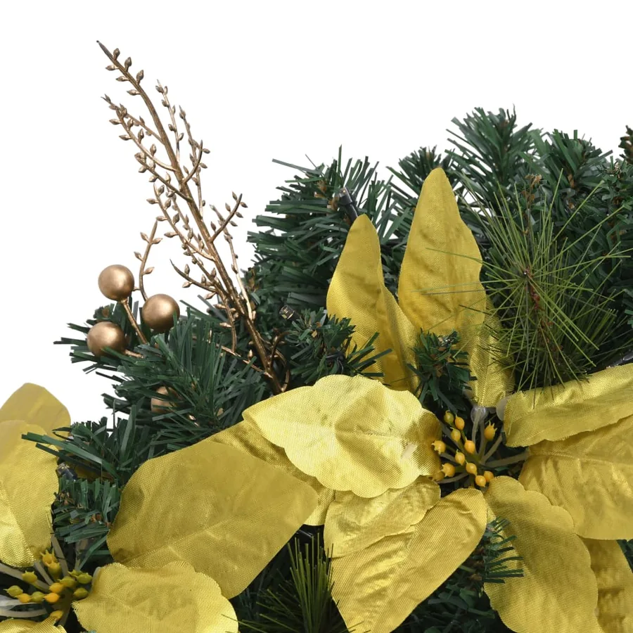 Couronne de Noël avec lumières LED vert 60 cm PVC - 4