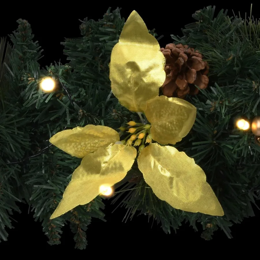Couronne de Noël avec lumières LED vert 60 cm PVC - 6
