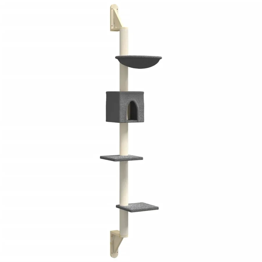Arbre à chat mural avec griffoir gris foncé 187 cm - 2