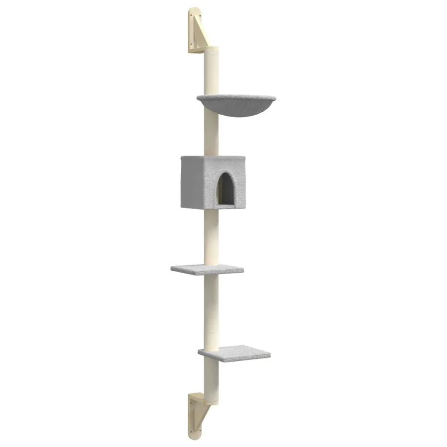 Arbre à chat mural avec griffoir gris clair 187 cm - 2