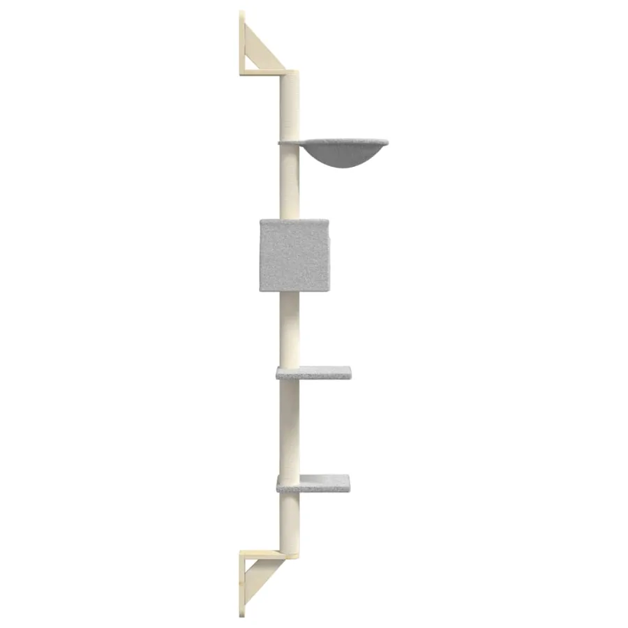 Arbre à chat mural avec griffoir gris clair 187 cm - 5