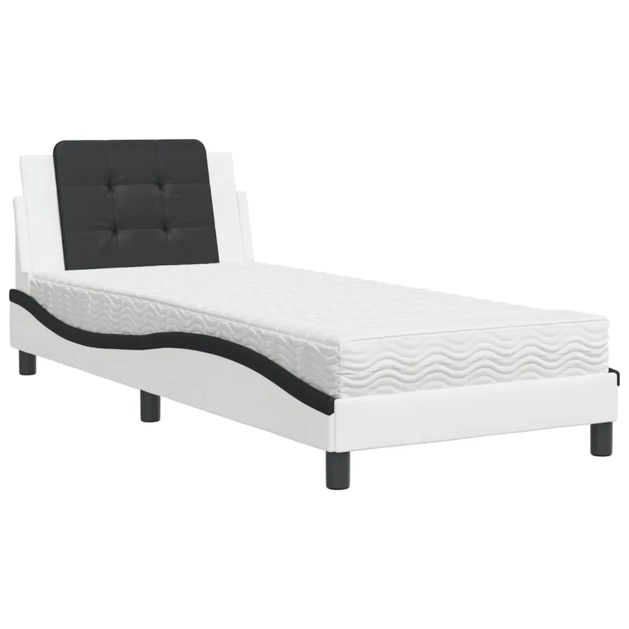 Cadre de lit sans matelas Zadar blanc et noir 90x190 cm similicuir - 2