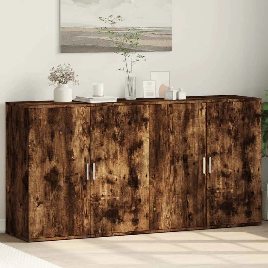 Buffets 2 pcs chêne fumé 79x38x80 cm bois d'ingénierie