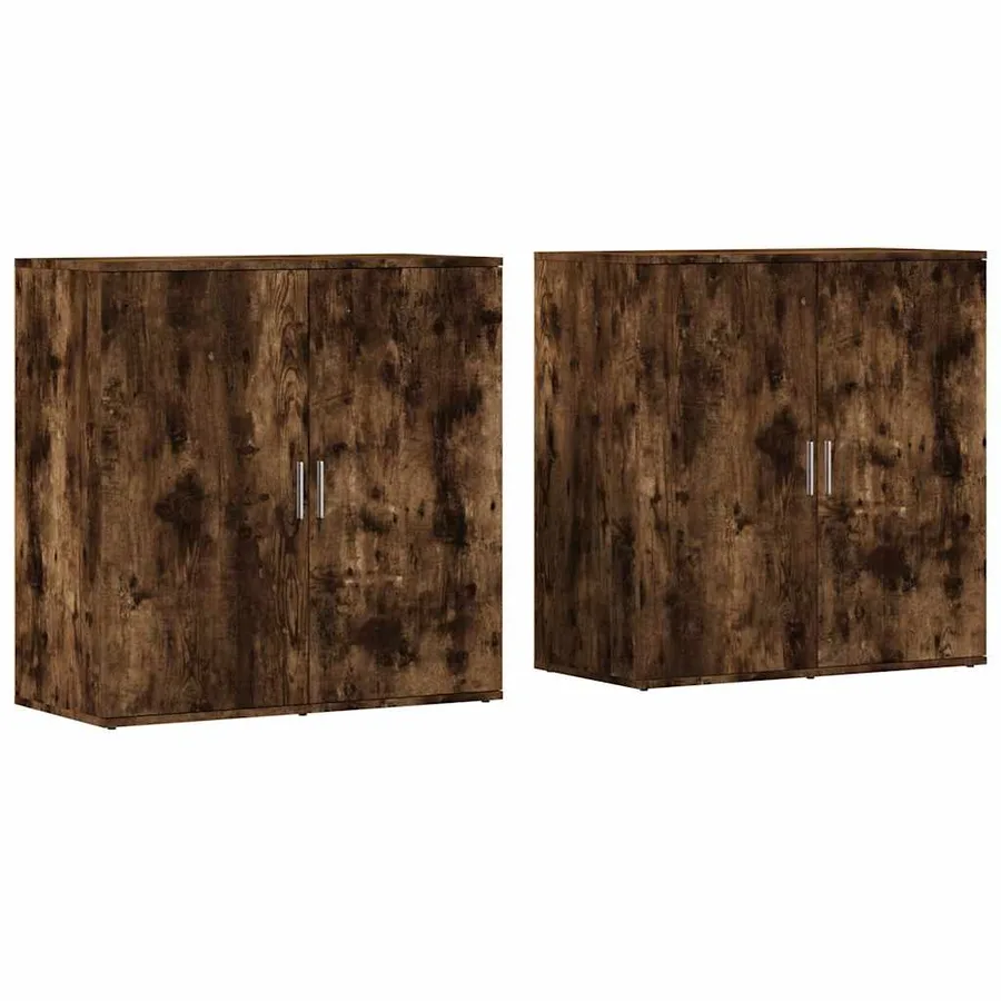 Buffets 2 pcs chêne fumé 79x38x80 cm bois d'ingénierie - 2