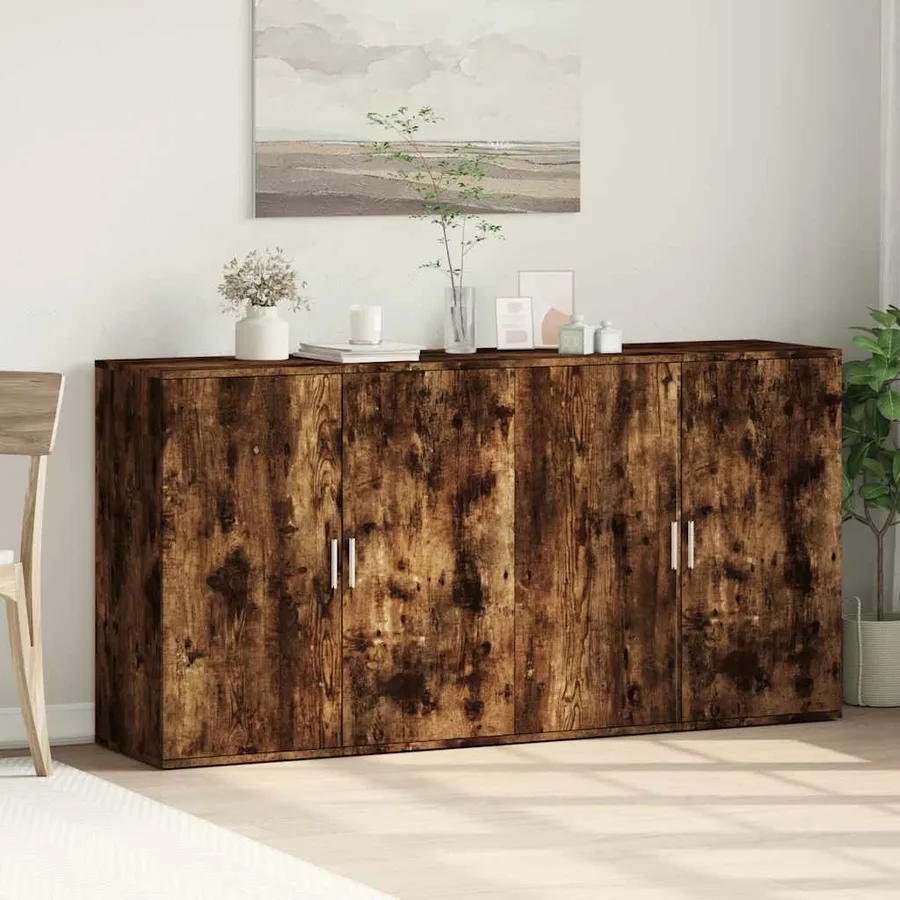 Buffets 2 pcs chêne fumé 79x38x80 cm bois d'ingénierie - 3