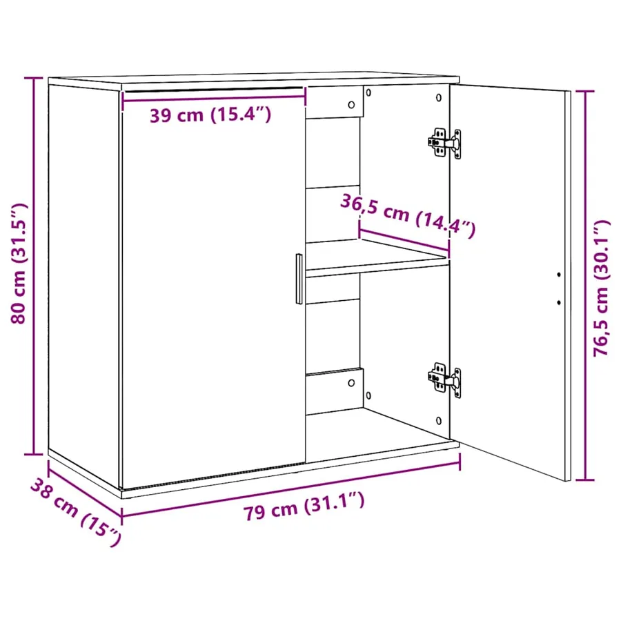 Buffet gris béton 79x38x80 cm bois d'ingénierie - 11