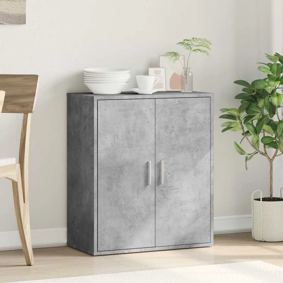 Buffet gris béton 79x38x80 cm bois d'ingénierie - 3