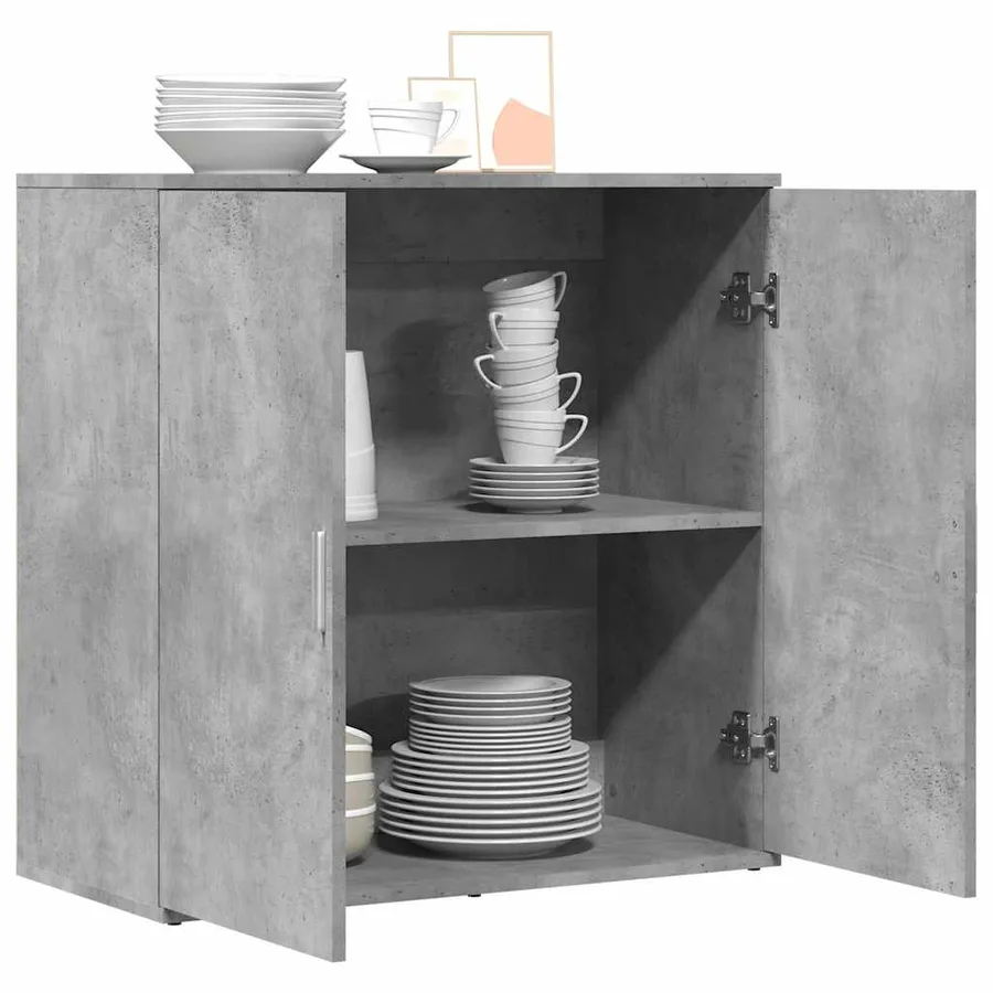 Buffet gris béton 79x38x80 cm bois d'ingénierie - 4