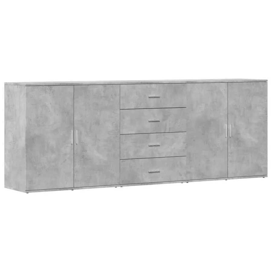 Buffets 3 pcs gris béton bois d'ingénierie - 4