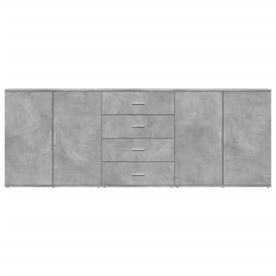 Buffets 3 pcs gris béton bois d'ingénierie - 5
