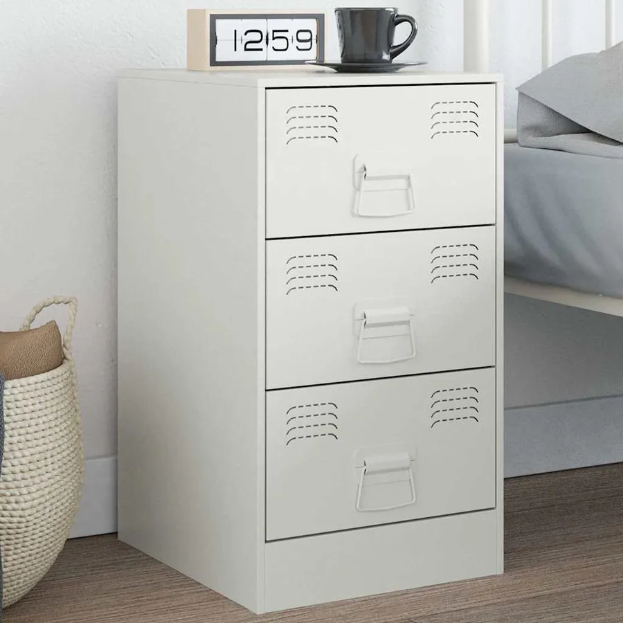Table de chevet blanc 34,5x39x62 cm acier