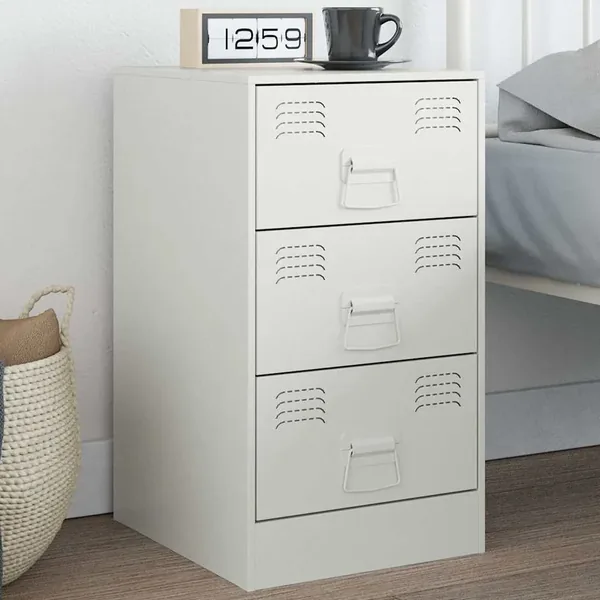 Table de chevet blanc 34,5x39x62 cm acier