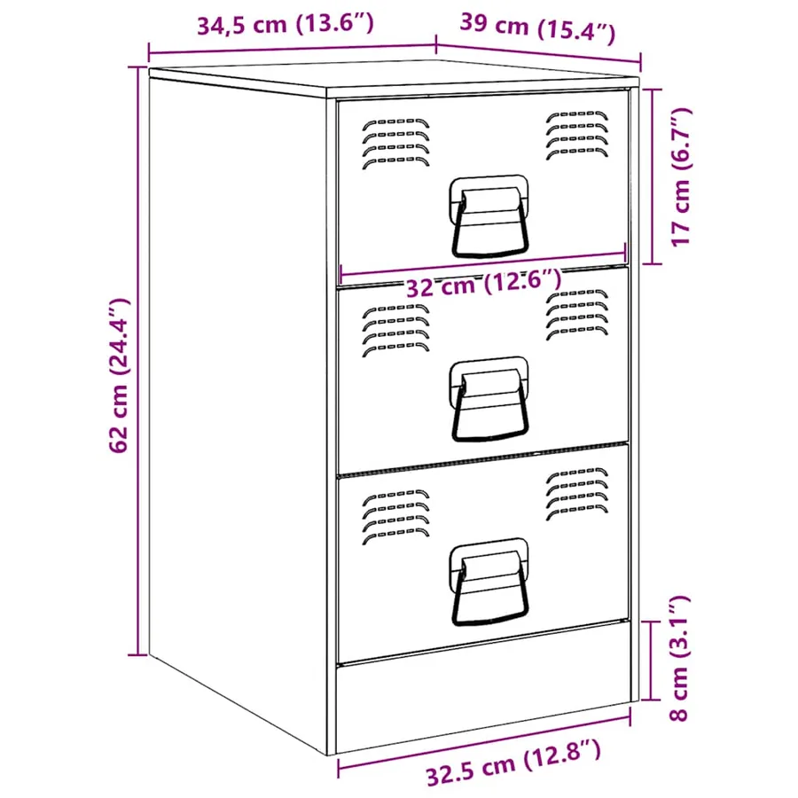 Table de chevet blanc 34,5x39x62 cm acier - 14