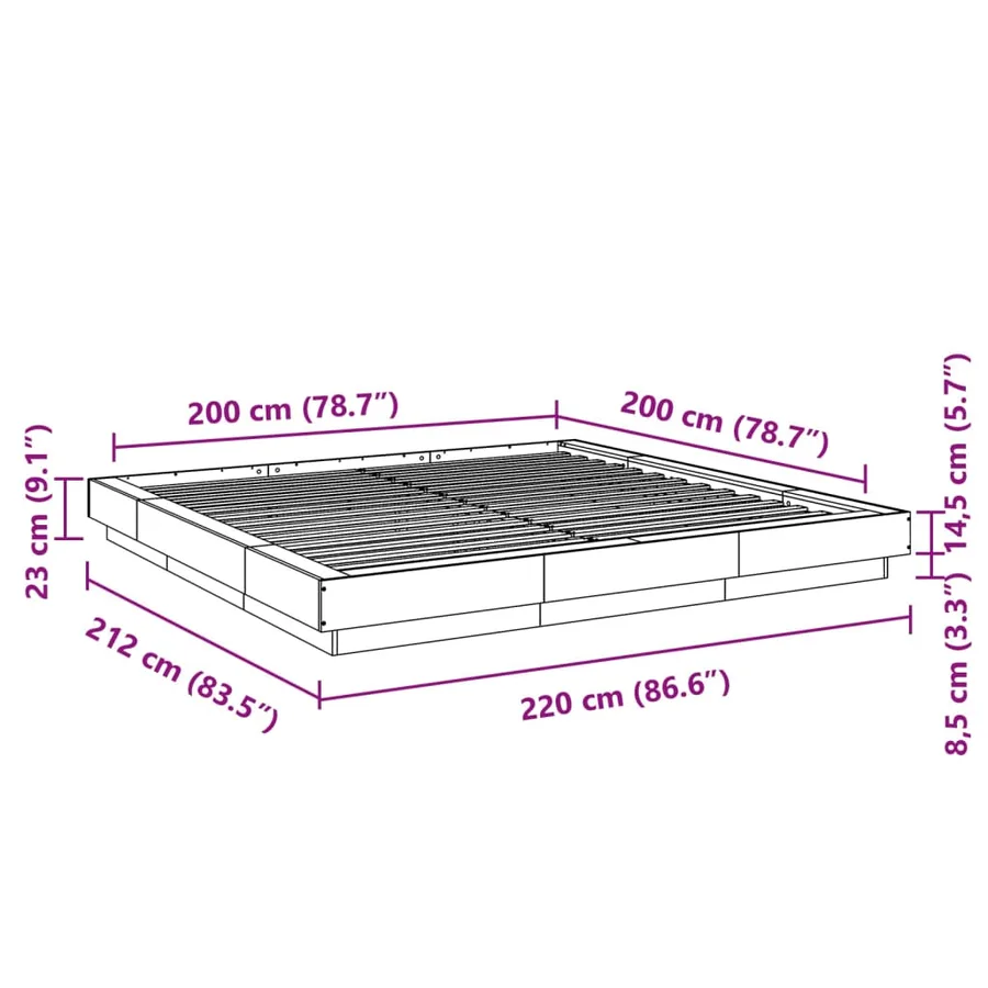 Cadre de lit sans matelas blanc 200x200 cm - 10