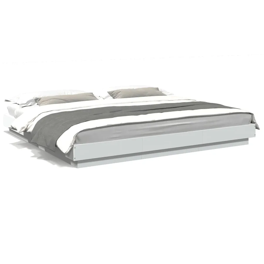 Cadre de lit sans matelas blanc 200x200 cm - 2