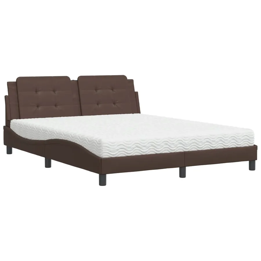 Lit avec matelas Zadar marron 160x200 cm similicuir - 2