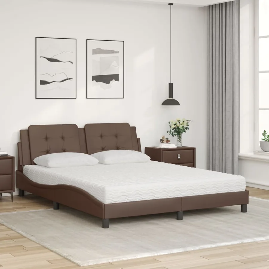 Lit avec matelas Zadar marron 160x200 cm similicuir - 3