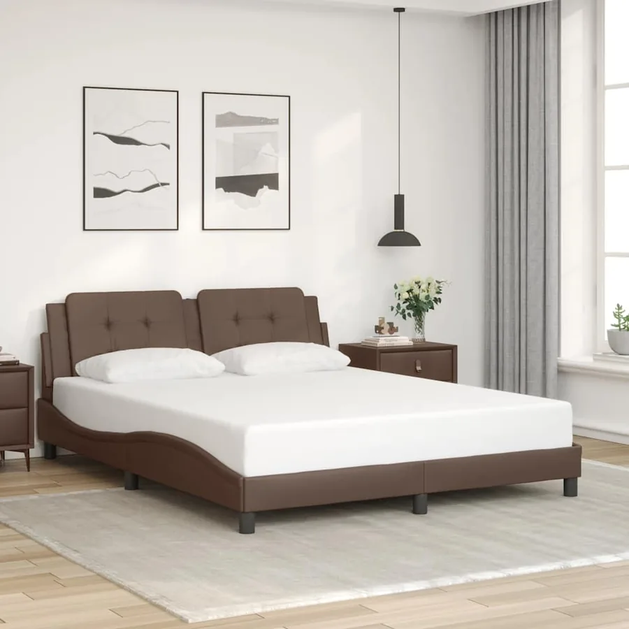 Cadre de lit sans matelas Zadar marron 160x200 cm similicuir