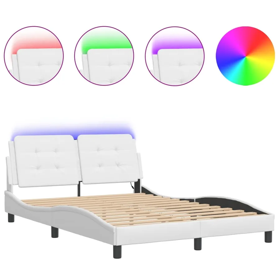 Cadre de lit avec LED sans matelas Zadar blanc 140x200 cm - 2