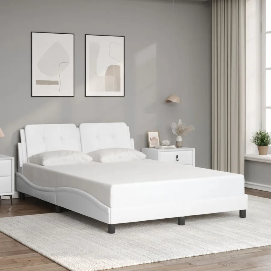 Cadre de lit avec LED sans matelas Zadar blanc 140x200 cm - 4